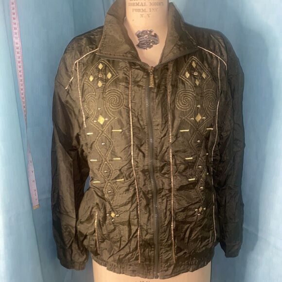 Vintage Adolfo Sport Track Suit- Wind Breaker & Pants Brown Sz Large - Picture 2 of 10